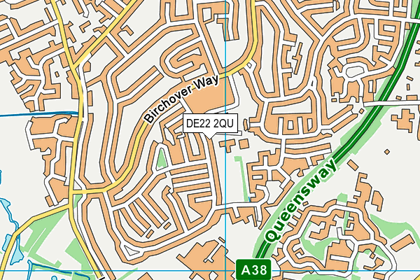 DE22 2QU map - OS VectorMap District (Ordnance Survey)