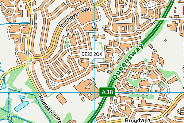 DE22 2QX map - OS VectorMap District (Ordnance Survey)