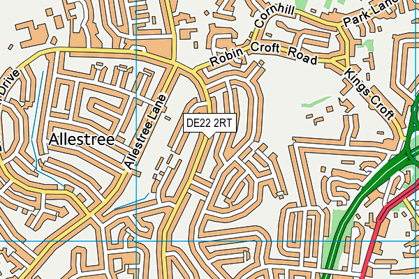 DE22 2RT map - OS VectorMap District (Ordnance Survey)