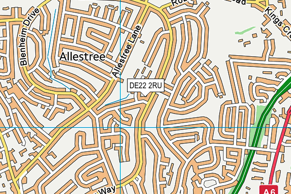 DE22 2RU map - OS VectorMap District (Ordnance Survey)