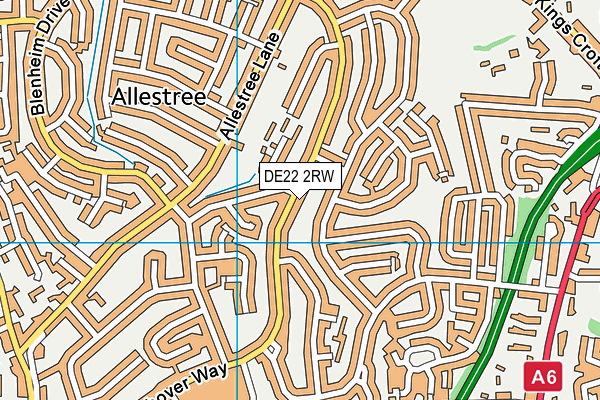 DE22 2RW map - OS VectorMap District (Ordnance Survey)
