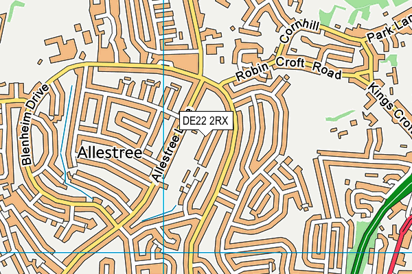 DE22 2RX map - OS VectorMap District (Ordnance Survey)