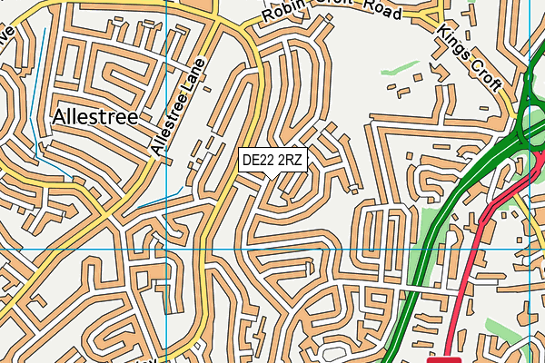DE22 2RZ map - OS VectorMap District (Ordnance Survey)