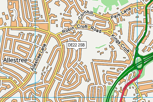 DE22 2SB map - OS VectorMap District (Ordnance Survey)