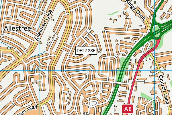 DE22 2SF map - OS VectorMap District (Ordnance Survey)