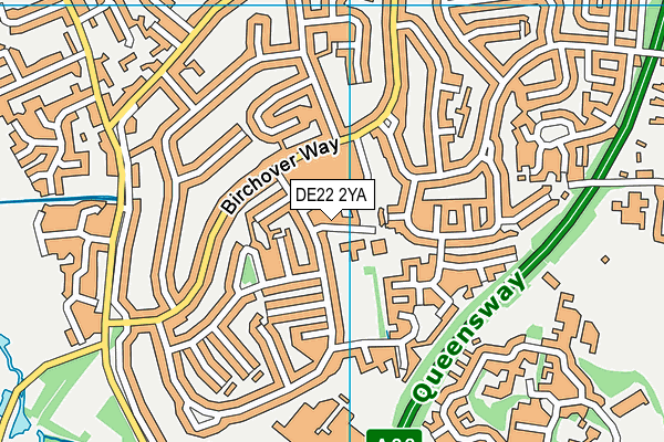 DE22 2YA map - OS VectorMap District (Ordnance Survey)