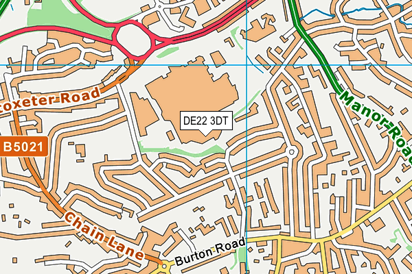 DE22 3DT map - OS VectorMap District (Ordnance Survey)