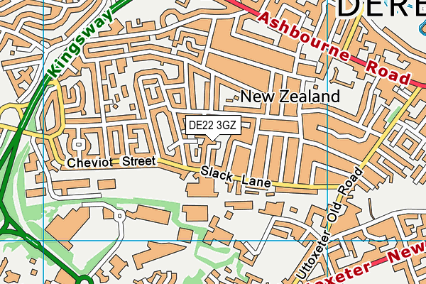 DE22 3GZ map - OS VectorMap District (Ordnance Survey)