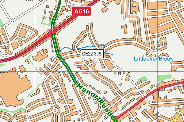 DE22 3JS map - OS VectorMap District (Ordnance Survey)