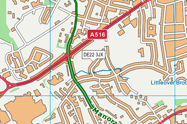 DE22 3JX map - OS VectorMap District (Ordnance Survey)