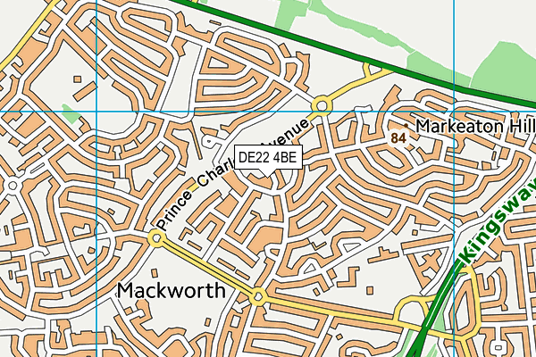 DE22 4BE map - OS VectorMap District (Ordnance Survey)