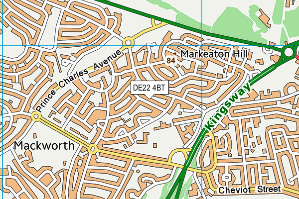 DE22 4BT map - OS VectorMap District (Ordnance Survey)