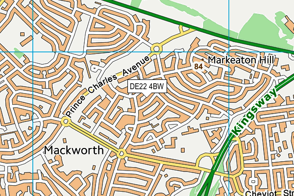 DE22 4BW map - OS VectorMap District (Ordnance Survey)