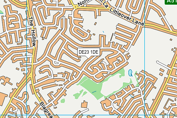 DE23 1DE map - OS VectorMap District (Ordnance Survey)
