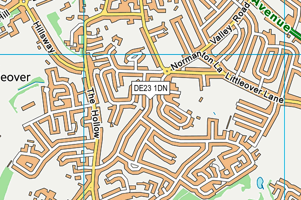 DE23 1DN map - OS VectorMap District (Ordnance Survey)