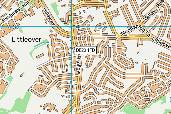 DE23 1FD map - OS VectorMap District (Ordnance Survey)
