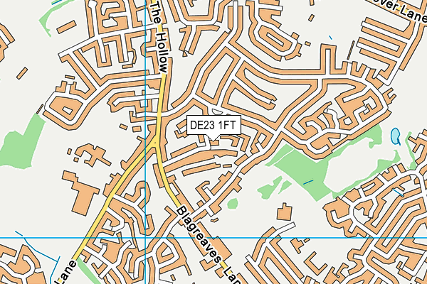 DE23 1FT map - OS VectorMap District (Ordnance Survey)
