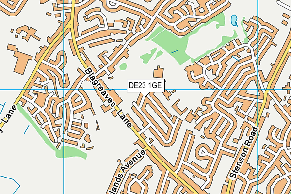 DE23 1GE map - OS VectorMap District (Ordnance Survey)