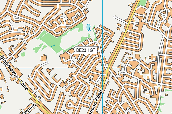 DE23 1GT map - OS VectorMap District (Ordnance Survey)