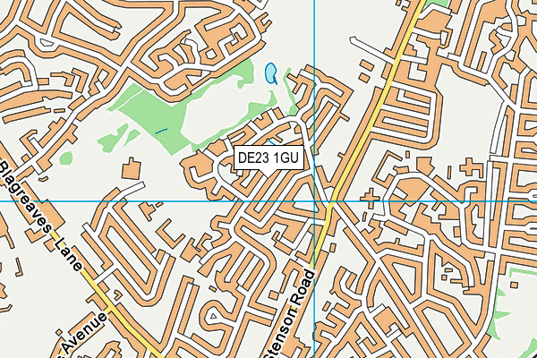 DE23 1GU map - OS VectorMap District (Ordnance Survey)