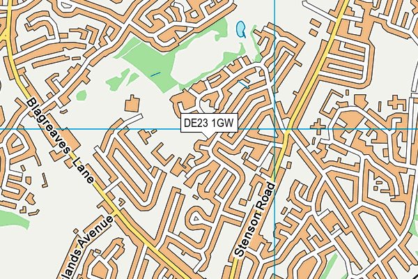 DE23 1GW map - OS VectorMap District (Ordnance Survey)
