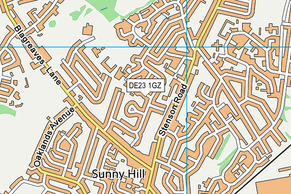 DE23 1GZ map - OS VectorMap District (Ordnance Survey)