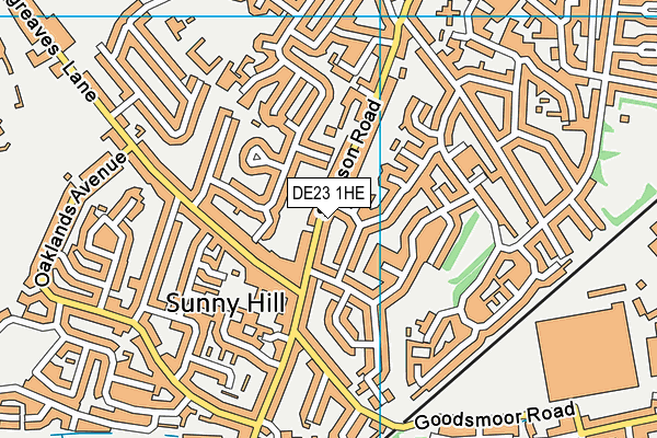 DE23 1HE map - OS VectorMap District (Ordnance Survey)