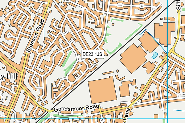 DE23 1JS map - OS VectorMap District (Ordnance Survey)