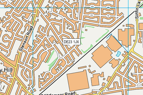 DE23 1JX map - OS VectorMap District (Ordnance Survey)
