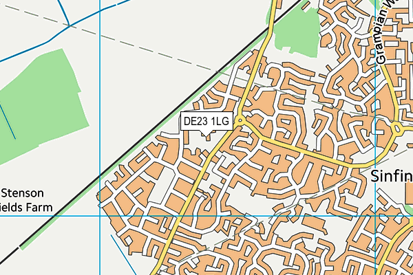 DE23 1LG map - OS VectorMap District (Ordnance Survey)