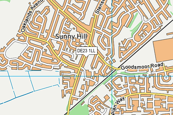 DE23 1LL map - OS VectorMap District (Ordnance Survey)