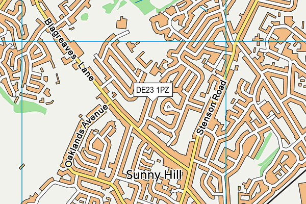 DE23 1PZ map - OS VectorMap District (Ordnance Survey)