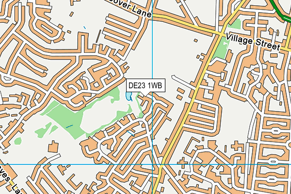 DE23 1WB map - OS VectorMap District (Ordnance Survey)