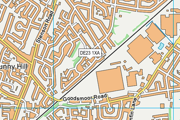 DE23 1XA map - OS VectorMap District (Ordnance Survey)