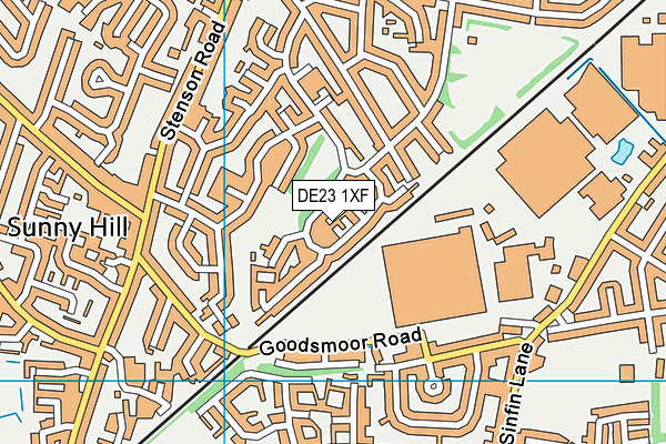 DE23 1XF map - OS VectorMap District (Ordnance Survey)
