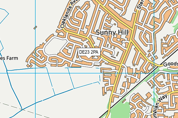 DE23 2PA map - OS VectorMap District (Ordnance Survey)