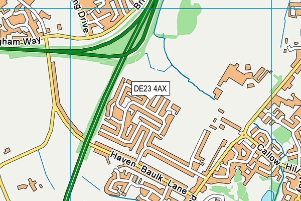 DE23 4AX map - OS VectorMap District (Ordnance Survey)