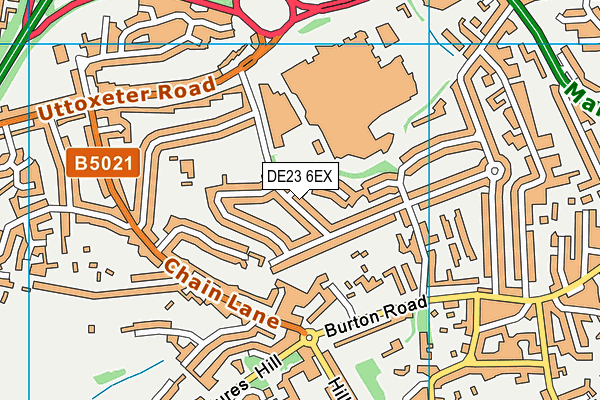 DE23 6EX map - OS VectorMap District (Ordnance Survey)