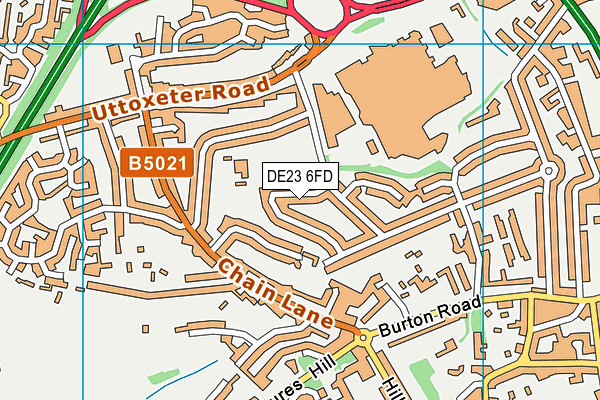 DE23 6FD map - OS VectorMap District (Ordnance Survey)