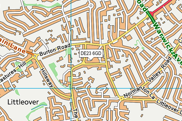 DE23 6GD map - OS VectorMap District (Ordnance Survey)