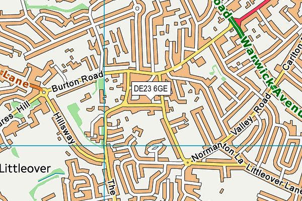 DE23 6GE map - OS VectorMap District (Ordnance Survey)