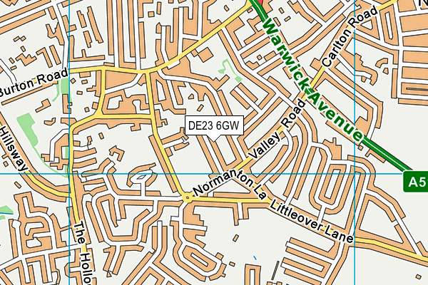 DE23 6GW map - OS VectorMap District (Ordnance Survey)