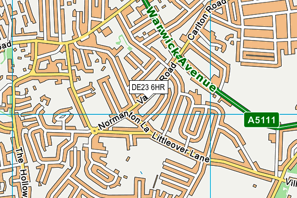 DE23 6HR map - OS VectorMap District (Ordnance Survey)