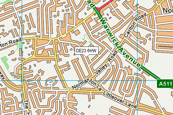 DE23 6HW map - OS VectorMap District (Ordnance Survey)