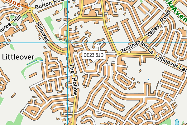 DE23 6JD map - OS VectorMap District (Ordnance Survey)