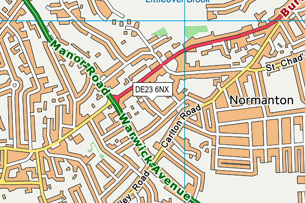 DE23 6NX map - OS VectorMap District (Ordnance Survey)