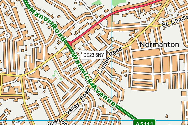 DE23 6NY map - OS VectorMap District (Ordnance Survey)