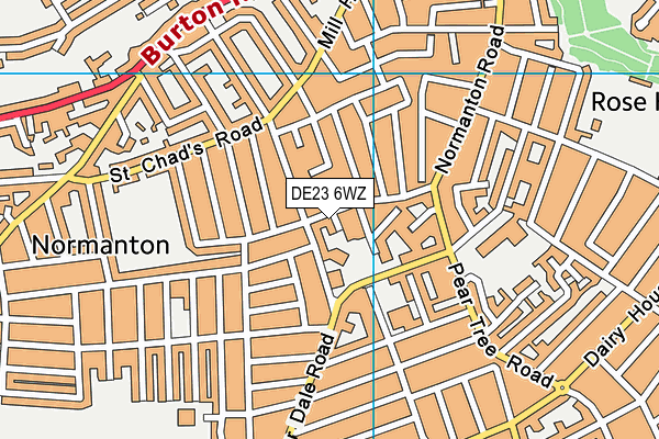 DE23 6WZ map - OS VectorMap District (Ordnance Survey)