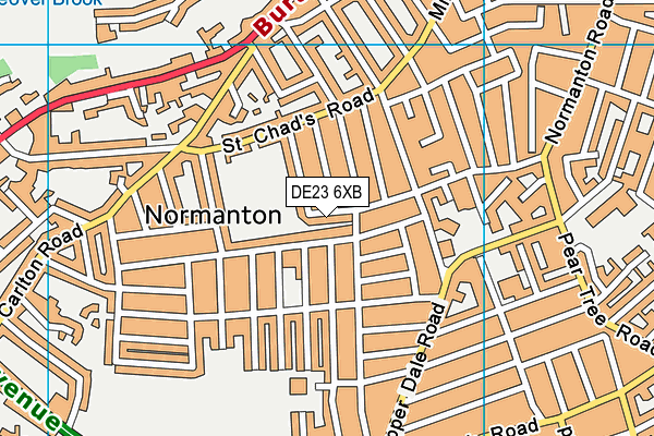 DE23 6XB map - OS VectorMap District (Ordnance Survey)