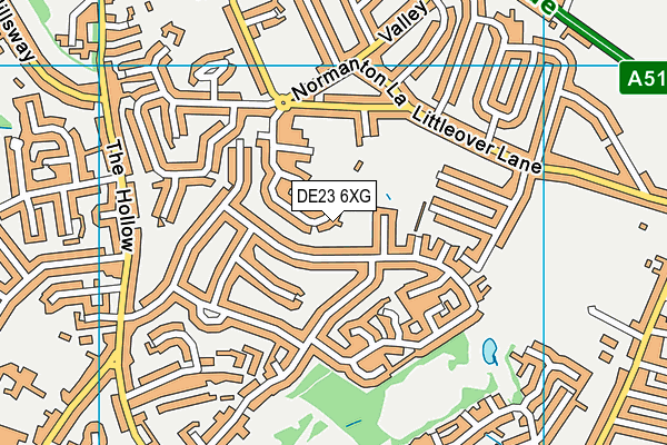 DE23 6XG map - OS VectorMap District (Ordnance Survey)